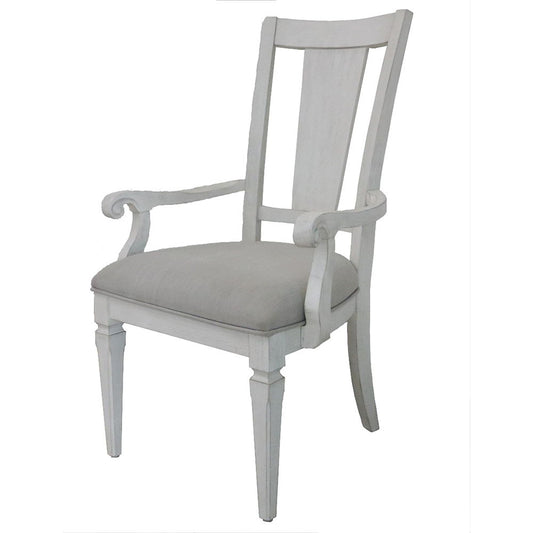 Katia - Arm Chair Set of 2) - Light Gray Linen & Weathered White