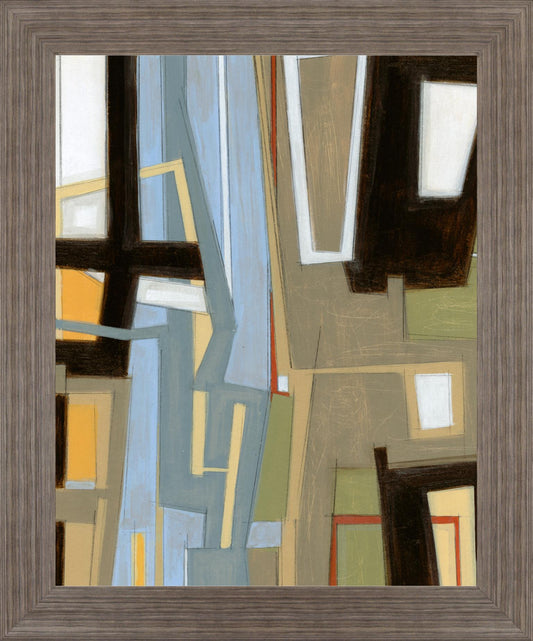Urban Slate Geometry - 28" x 34" Framed Wall Art - Beige
