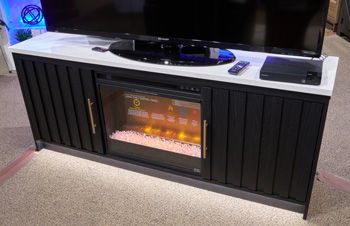 Cadmori - XL TV Stand With Fireplace Option - Black / White