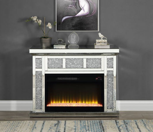 Noralie - 39" X 12" Fireplace - Mirrored & Faux Diamonds