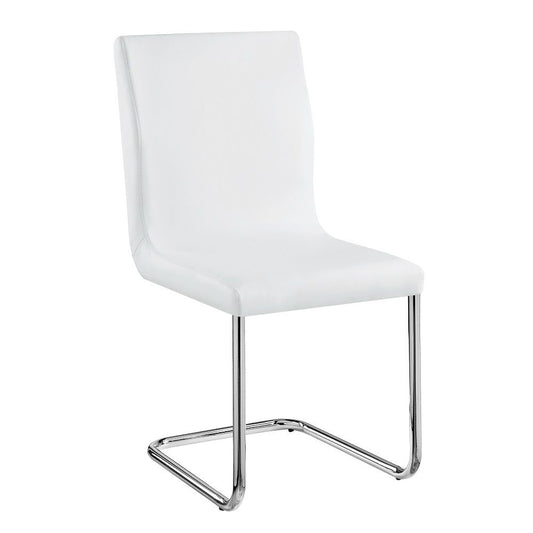 Palton - Side Chair Set of 2) - White Synthetic Leather & Chrome