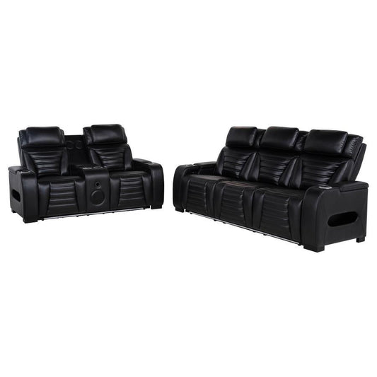 Zuma - Faux Leather Dual Power LED Sofa Set