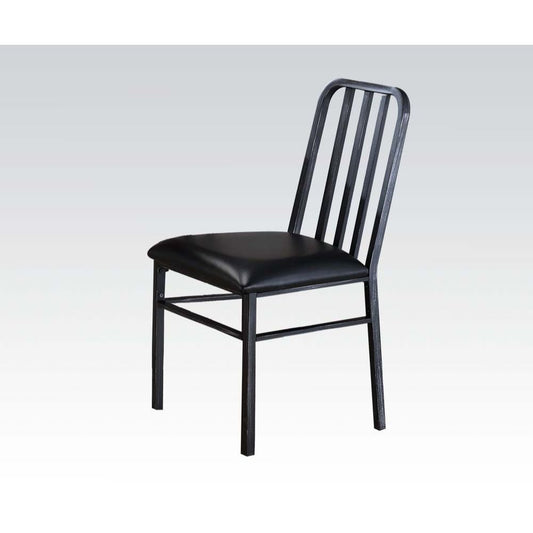 Jodie - Side Chair Set of 2) - Black Synthetic Leather & Antique Black