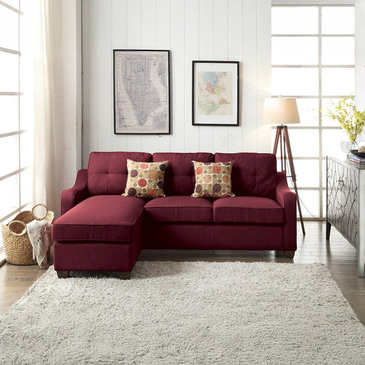 Cleavon II - Reversible Sectional Sofa & Ottoman With 2 Pillows - Red Linen