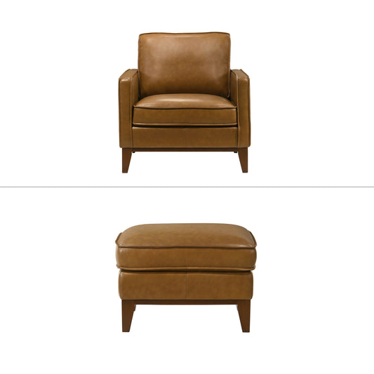 Caspar - Chair & Ottoman - Caramel