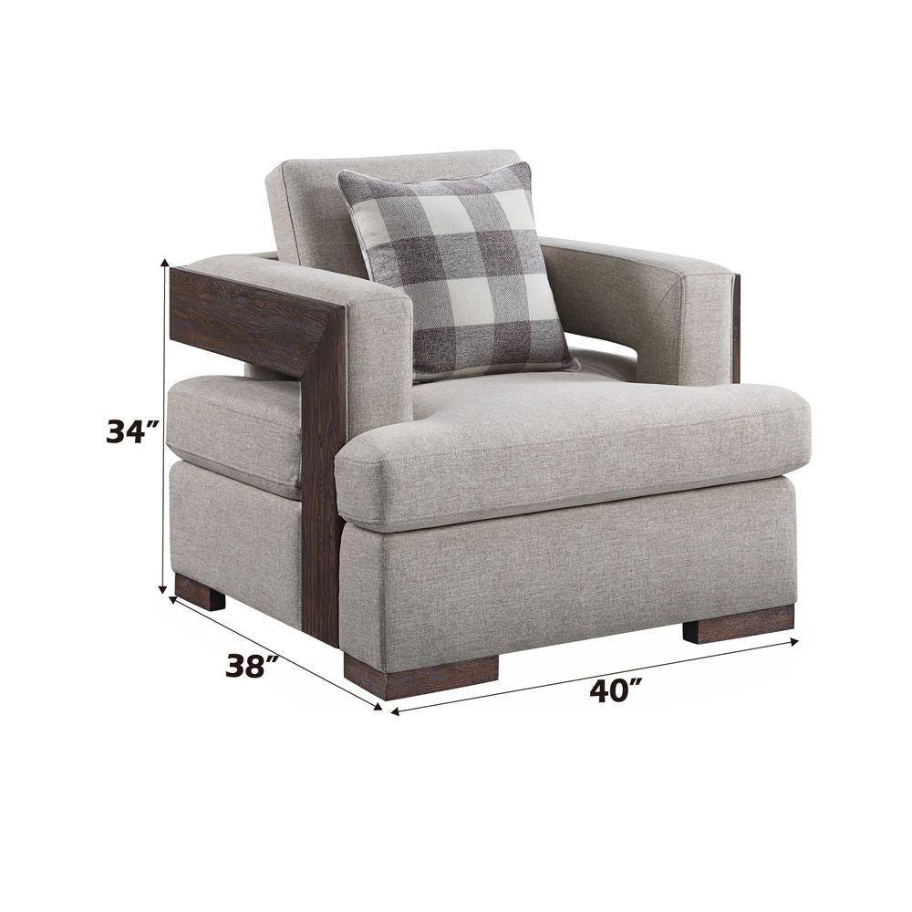 Niamey - Chair With Pillow - Fabric & Walnut