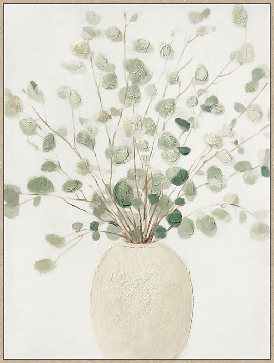 Soft Grove II Hand-Embellished Canvas In Frame - Ivory / Sage