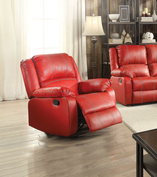 Zuriel - 37" Motion Rocker Recliner - Red Synthetic Leather