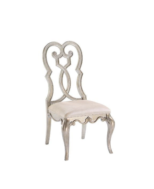 Esteban - Side Chair Set of 2) - Ivory Velvet & Antique Champagne