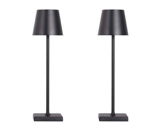 "Eclipse Aura I" Rechargeable LED Metal Accent Lamp (Set of 2) - Black