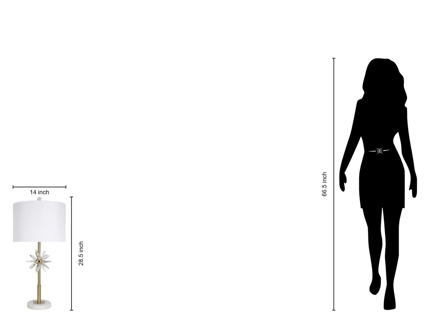 "Crystal Bloom II" Crystal And Marble Table Lamp (Set of 2) - White / Clear Crystal / Soft Gold