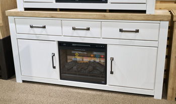 Savonport - XL TV Stand With Fireplace Option - White / Brown