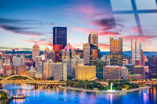 Steel City Glow Tempered Glass With Foil - Blue / Pink