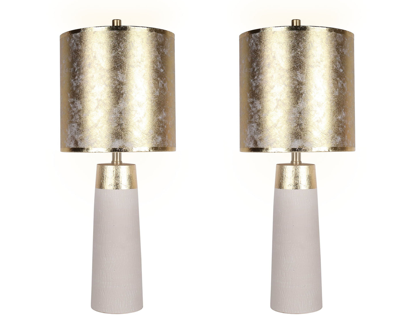 "Luxe Radiance" Ceramic Table Lamp (Set of 2) - Off White / Gold