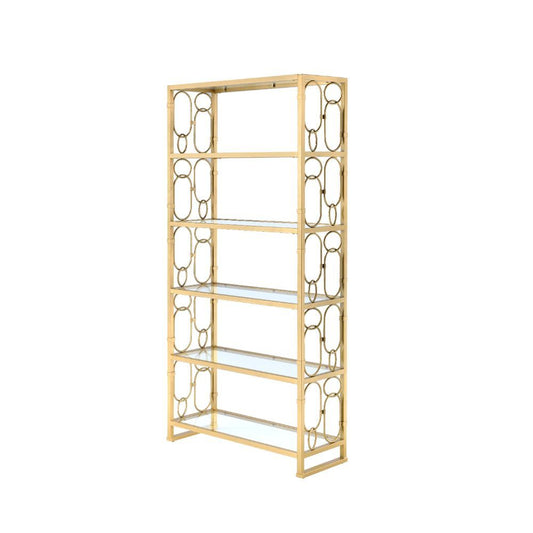 Milavera - Bookshelf - Clear Glass & Gold