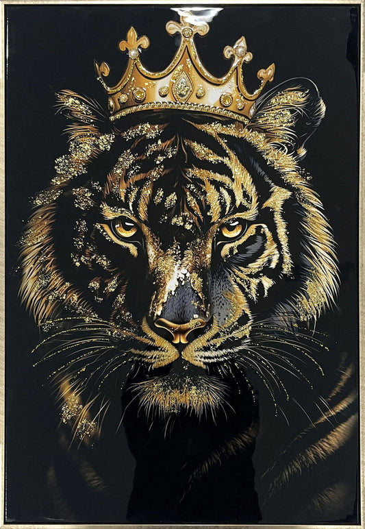 Crowned Noir II Gloss Canvas With Glitter In Frame - Black / Gold