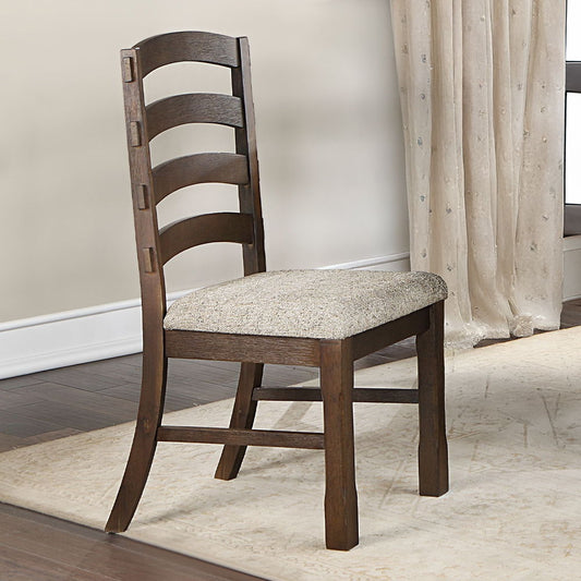 Pascaline - Side Chair Set of 2) - Gray Fabric, Rustic Brown & Oak