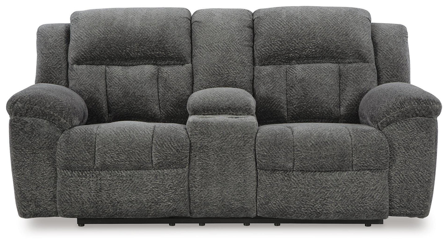 Frohn - DBL Reclining Loveseat With Console - Graphite - Fabric