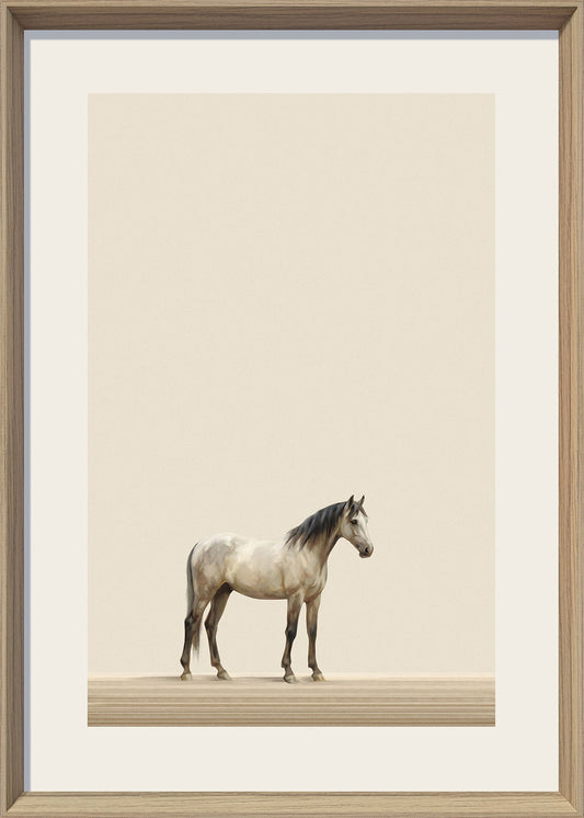 Quiet Stallion II Print on Paper In Frame - Cream / Beige