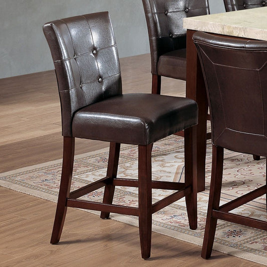 Britney - 20" Counter Height Chair Set of 2) - Espresso Synthetic Leather & Walnut