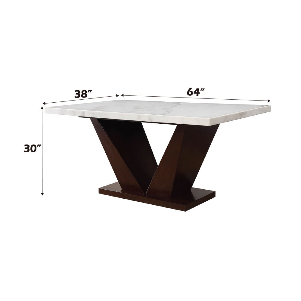 Forbes - Dining Table With Marble Top - White Marble Top & Walnut