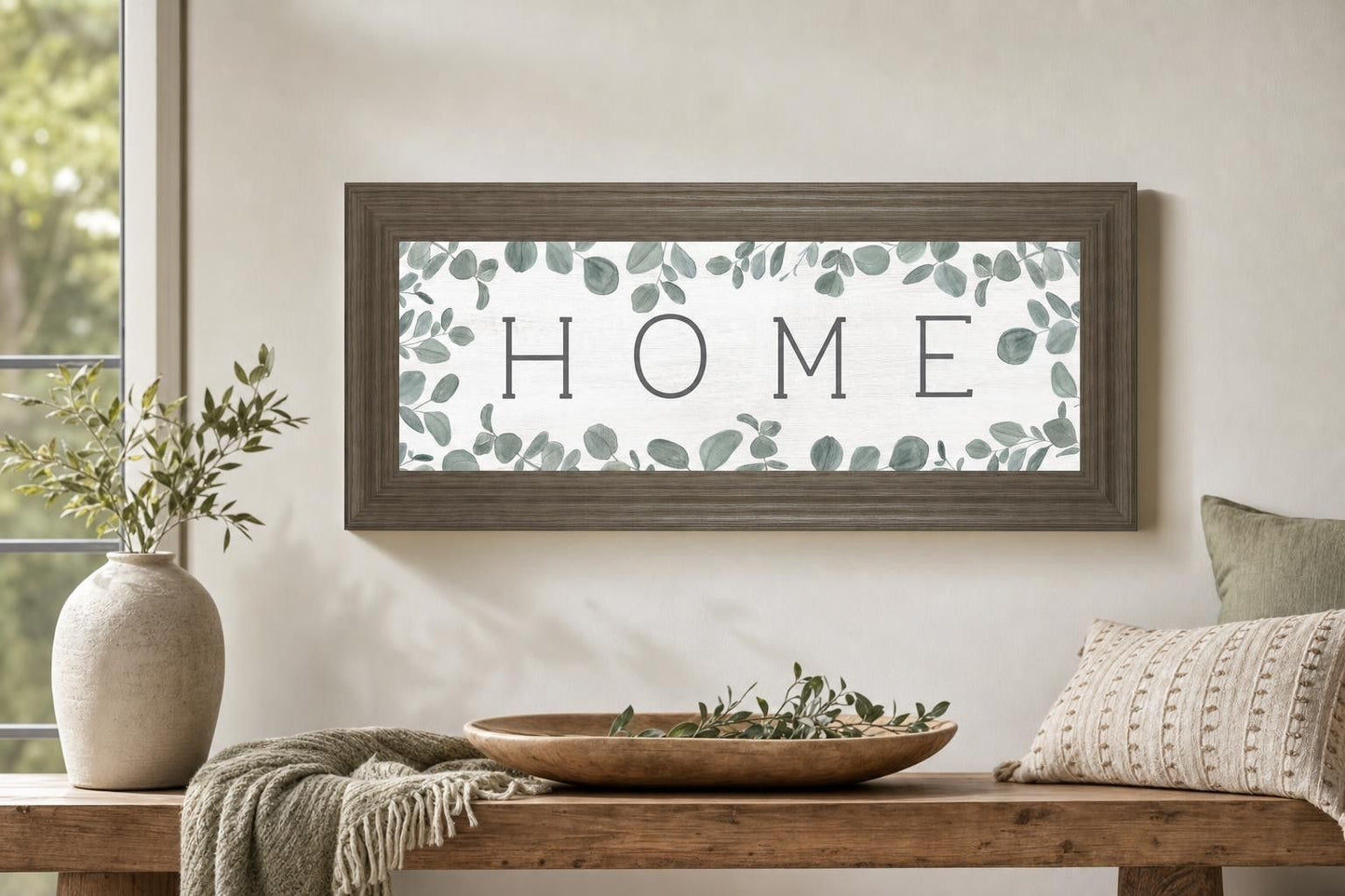 18x42 Home Eucalyptus I By Kate Sherrill - White