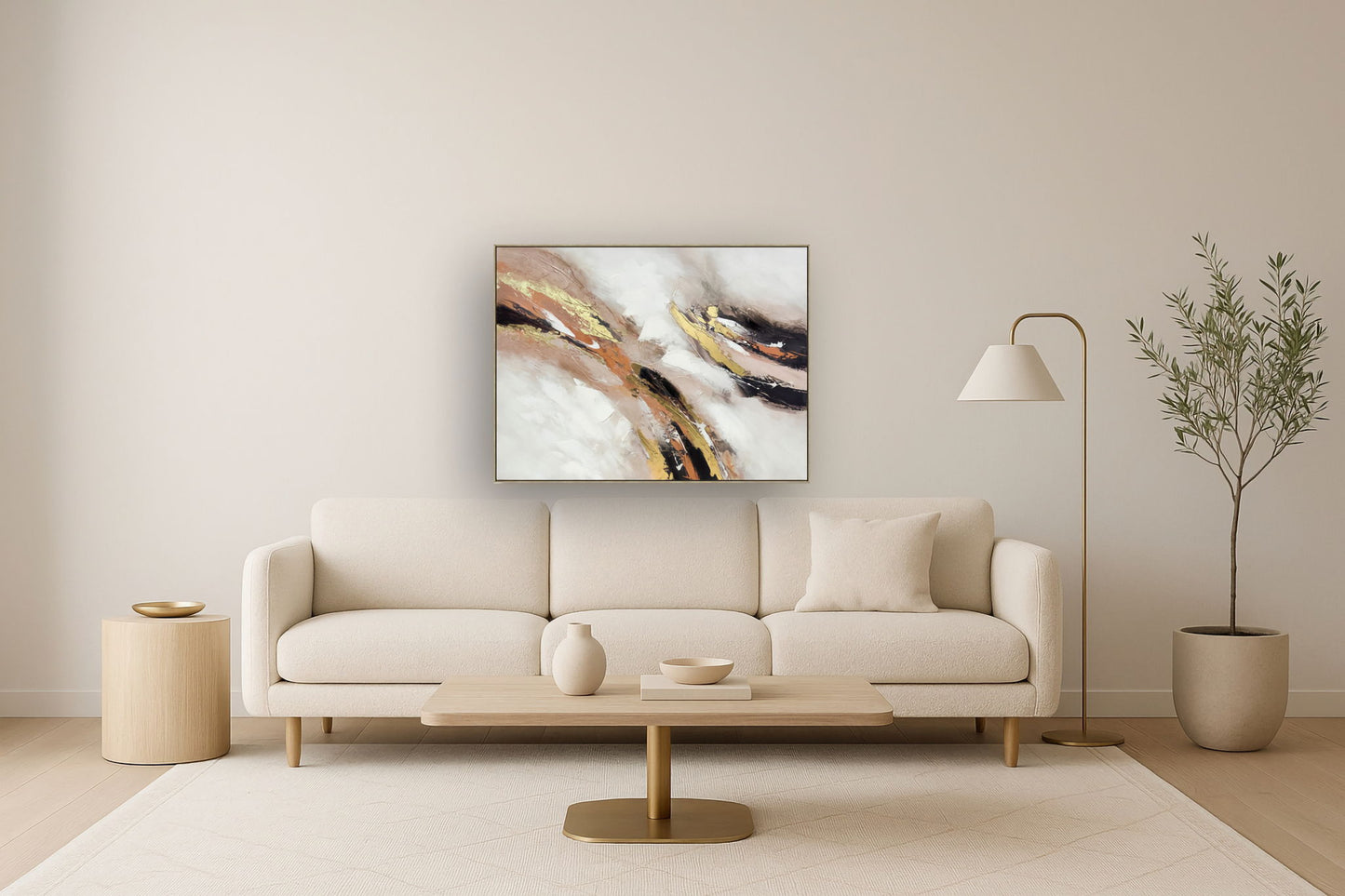 Radiant Bronze Current - 35" x 47" Framed Wall Art - Gold