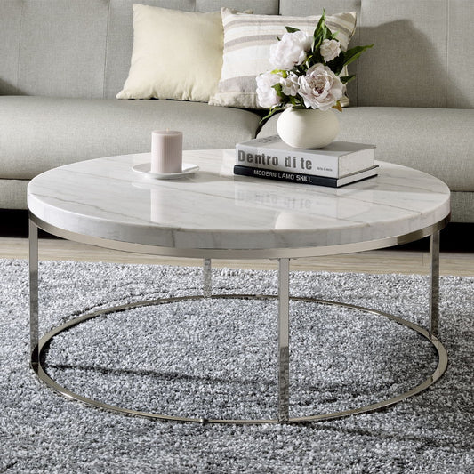 Zaidee - Coffee Table With Marble - Marble Top & Nickel