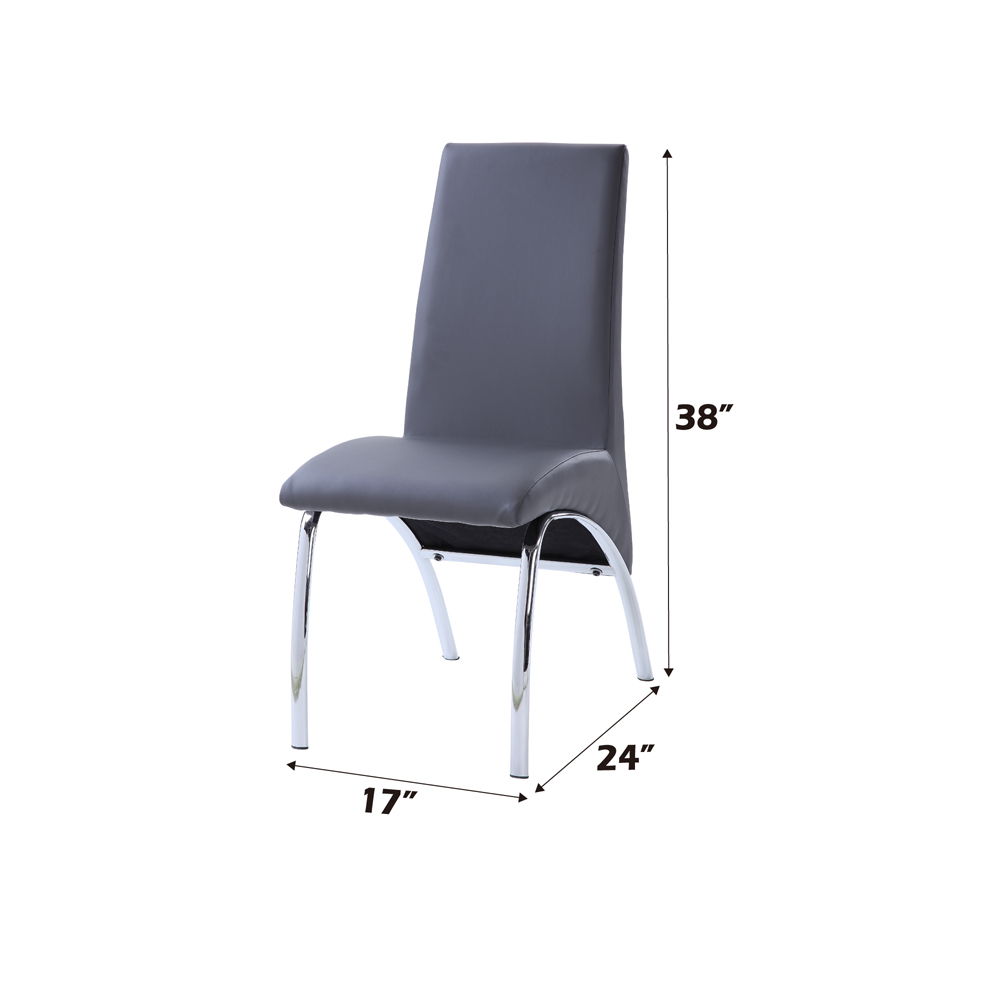 Noland - Side Chair Set of 2) - Gray Synthetic Leather & Chrome