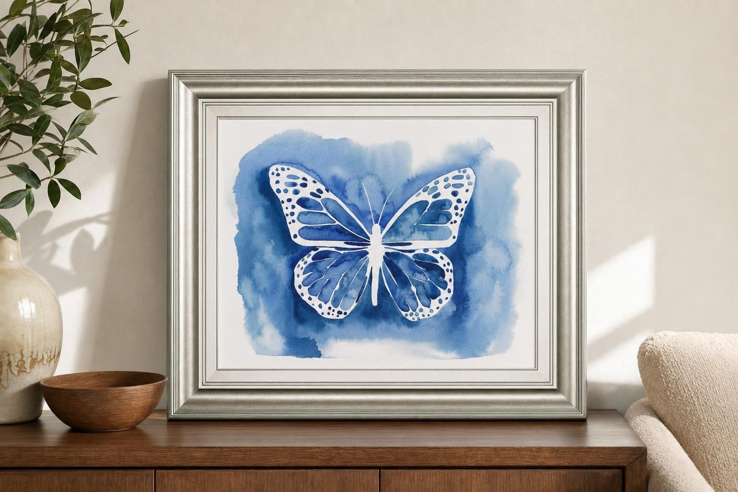 22x26 Butterfly Inkling I By Grace Popp - Blue