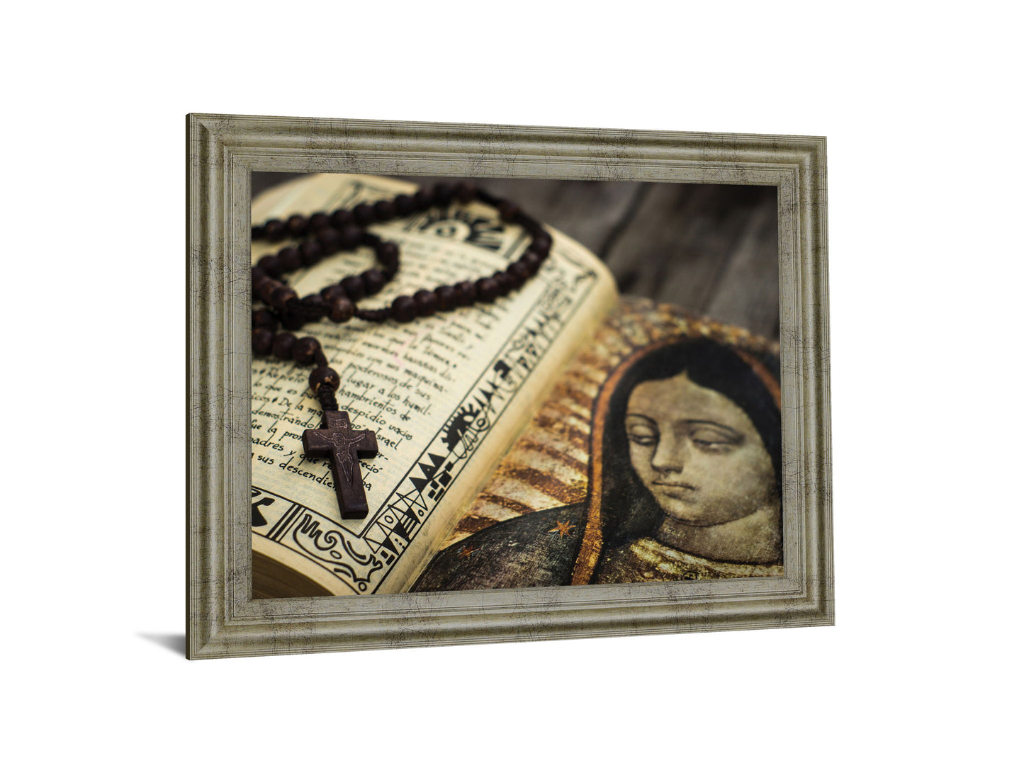 Sacred Serenity - 28" x 34" Framed Wall Art - Dark Brown
