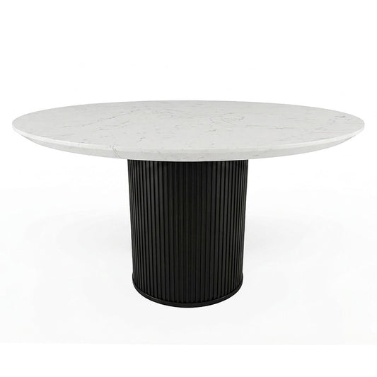 Jaramillo - Round Dining Table With Engineered Marble Top - Engineered Marble Top & Black