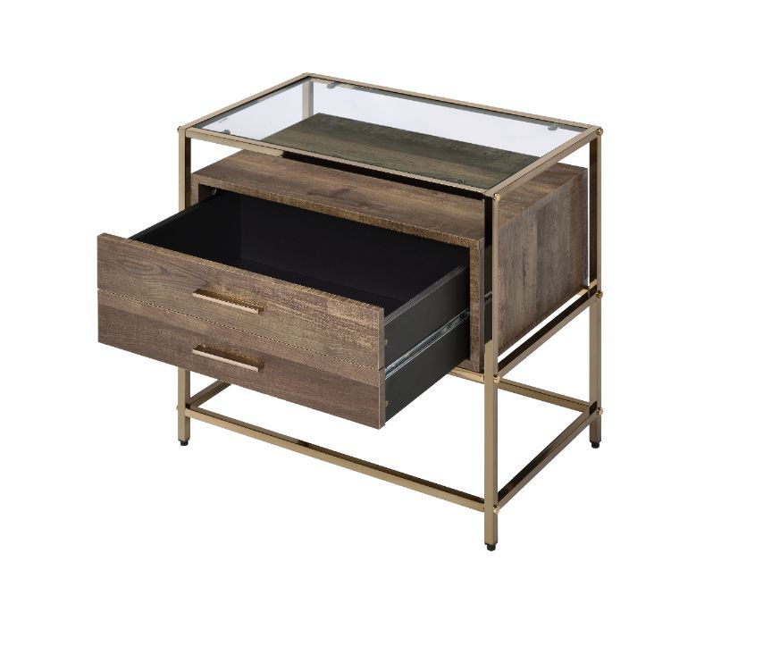 Knave - Accent Table - Walnut & Champagne