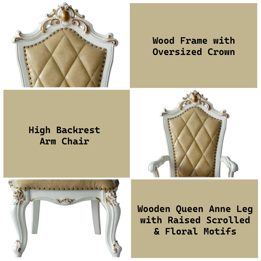 Picardy - Arm Chair Set of 2) - Butterscotch Synthetic Leather & Antique Pearl