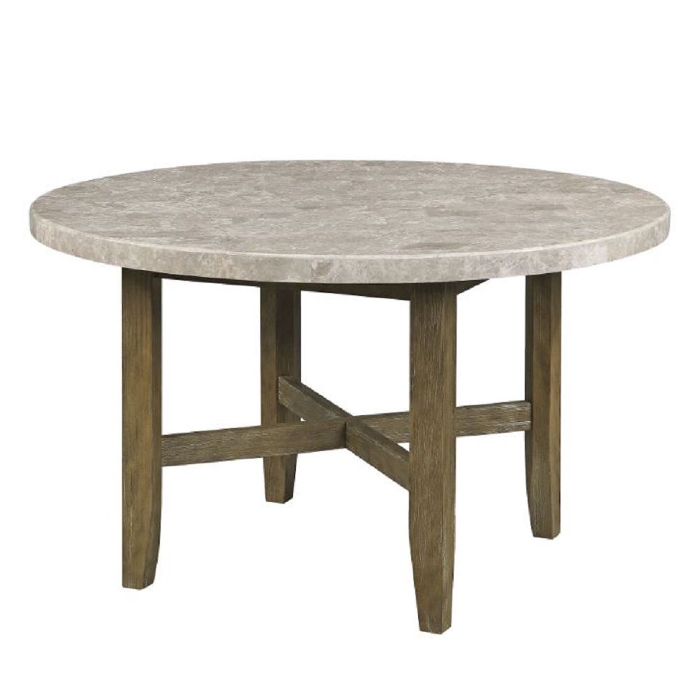 Karsen - Dining Table With Marble Top - Natural Marble Top & Rustic Oak