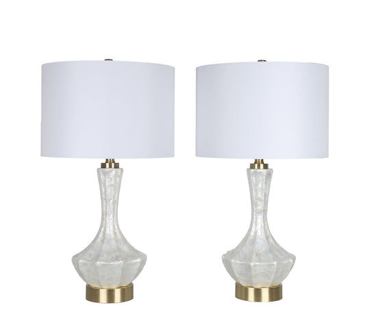 Crystal Shell Capiz Shell & Metal Table Lamp (Set of 2) - White Shell / Soft Gold