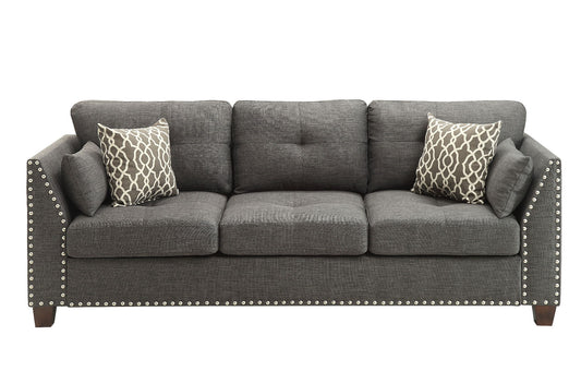 Laurissa - Sofa With 4 Pillows - Light Charcoal Linen