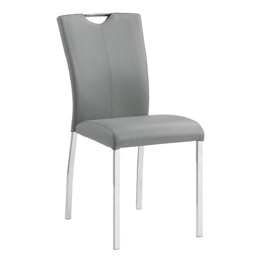 Pagan - Side Chair Set of 2) - Gray Synthetic Leather & Chrome