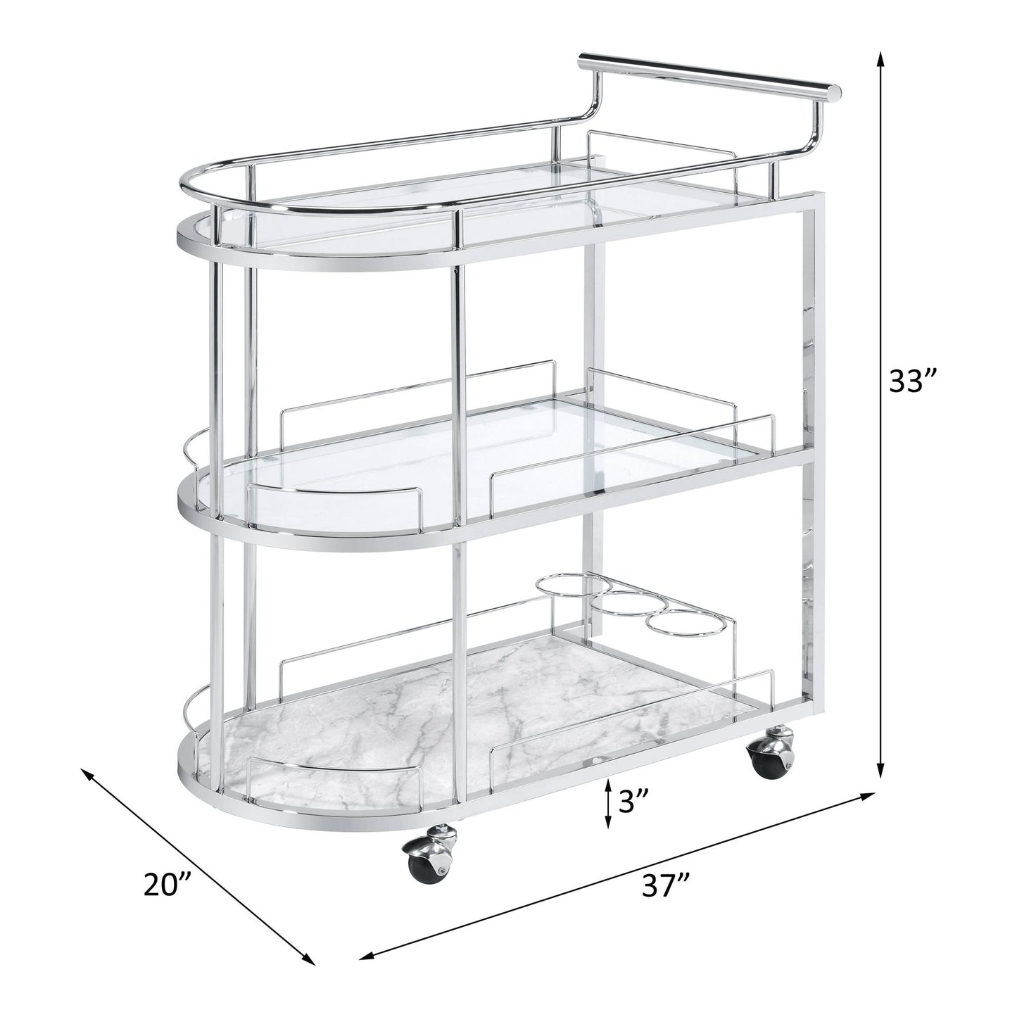 Inyo - Serving Cart - Clear Glass & Chrome
