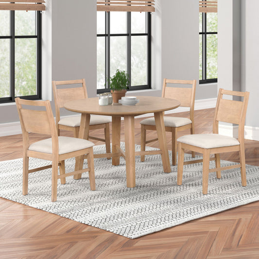 Sable Crest - 5 Piece Round Dining Table & 4 Chairs - Natural