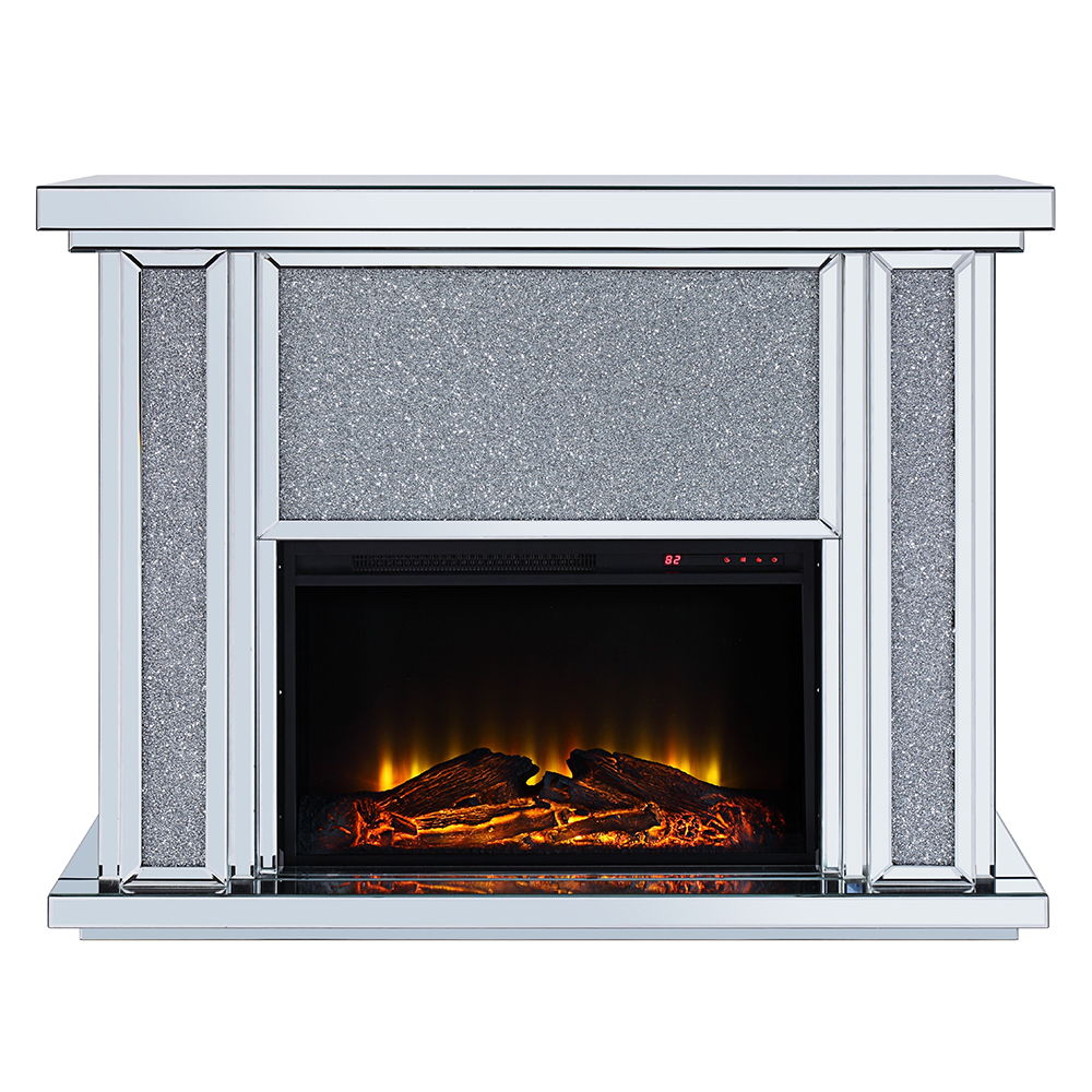 Noralie - LED Electric Fireplace - Mirrored & Faux Diamonds