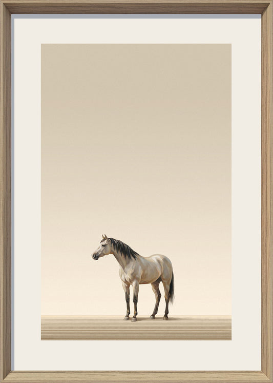 Quiet Stallion I Print on Paper In Frame - Beige / Brown
