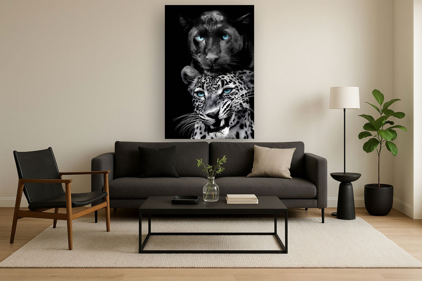 Azure Gaze Duo - 40" x 60" Framed Wall Art - Black