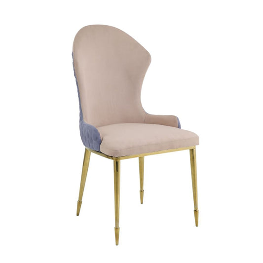 Caolan - Side Chair Set of 2) - Tan, Lavender Fabric & Gold
