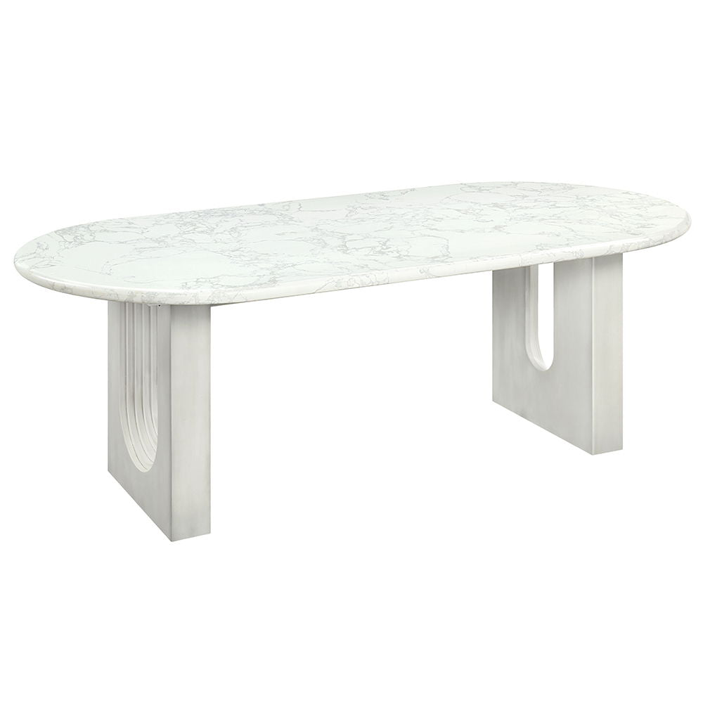 Zayn - Dining Table - White Natrual Marble Top & White