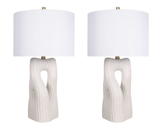 "Eclipse Harmony" Ceramic Table Lamp (Set of 2) - White Rock