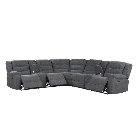 Redondo - Power 3 Piece Ssectional (2 Loveseats & Wedge) - Dark Gray