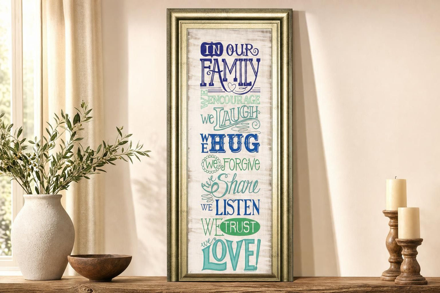 18x42 In Our Family By Deb Strain - Beige