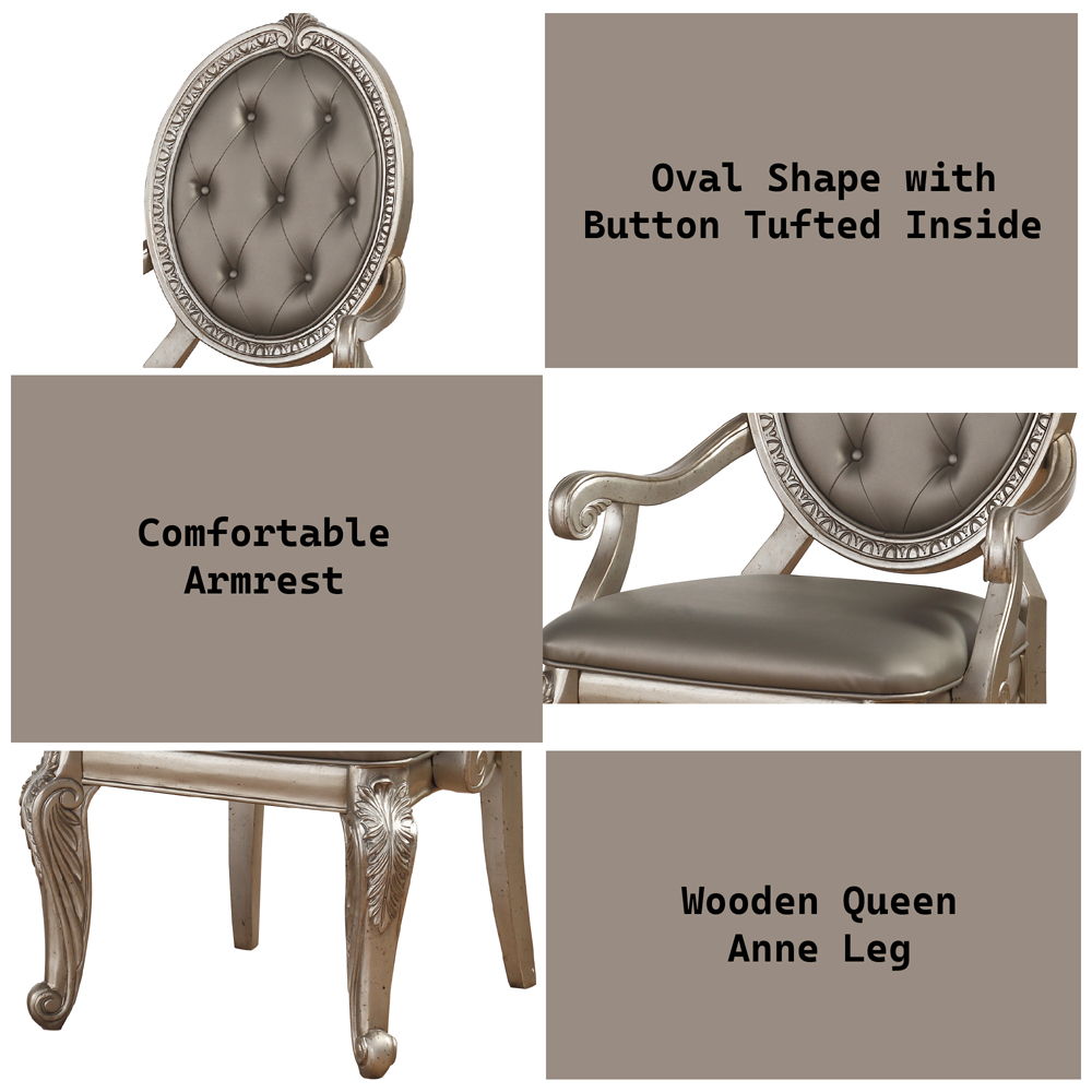 Northville - Arm Chair Set of 2) - Synthetic Leather & Antique Silver