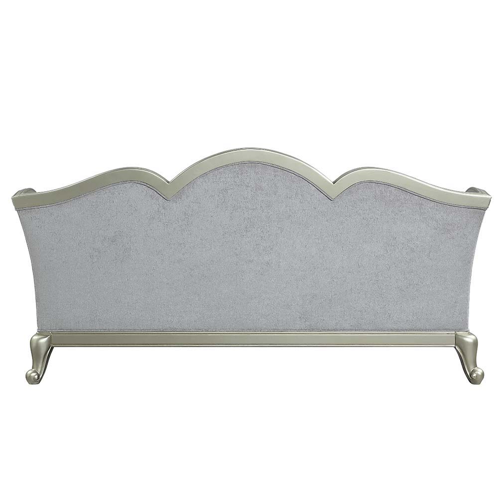 Qunsia - Sofa With 5 Pillows - Light Gray Linen & Champagne